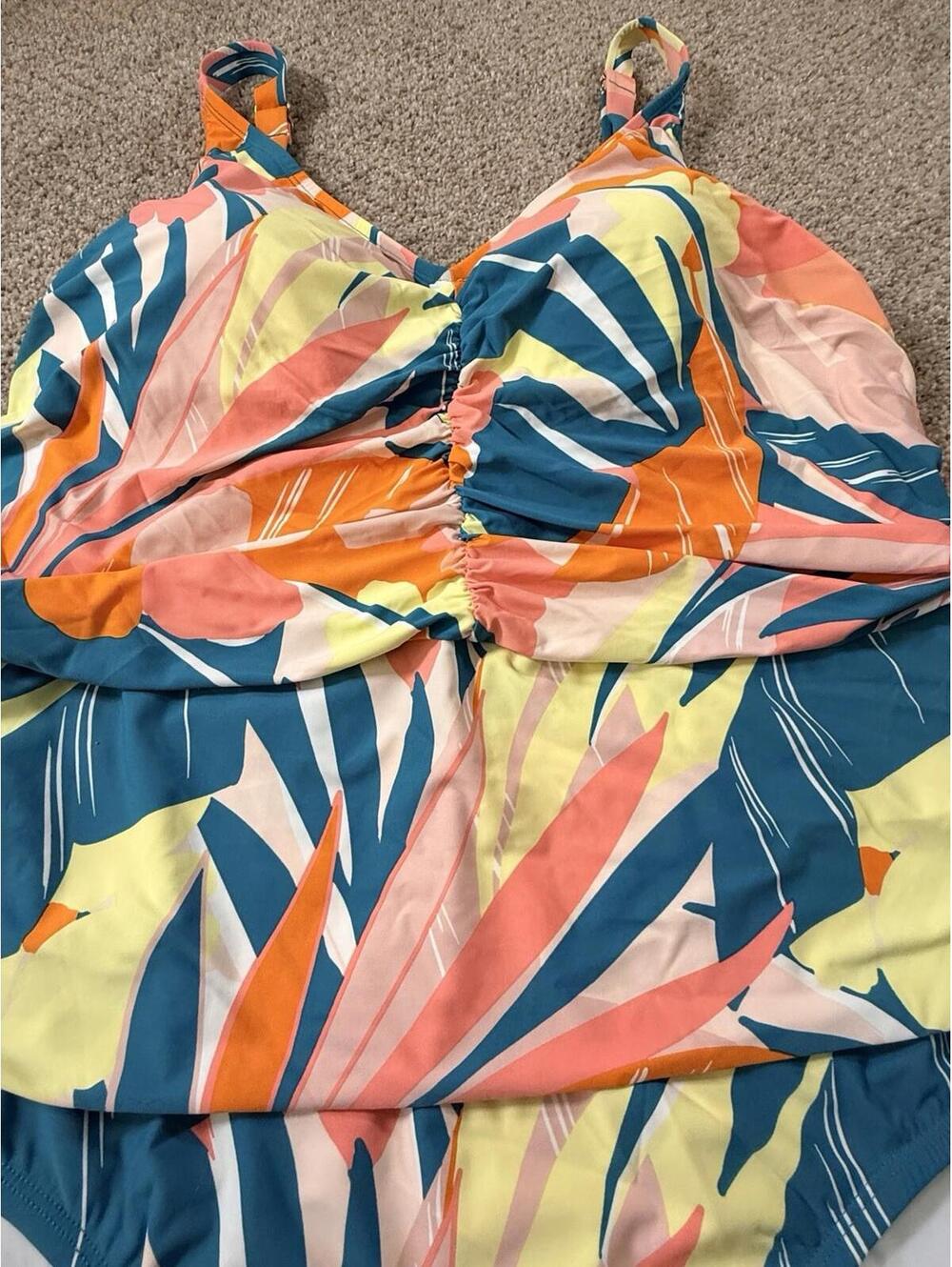 Jantzen One Piece Swimsuit Paradise Palms Tropical Floral Size 24W - Picture 3 of 9